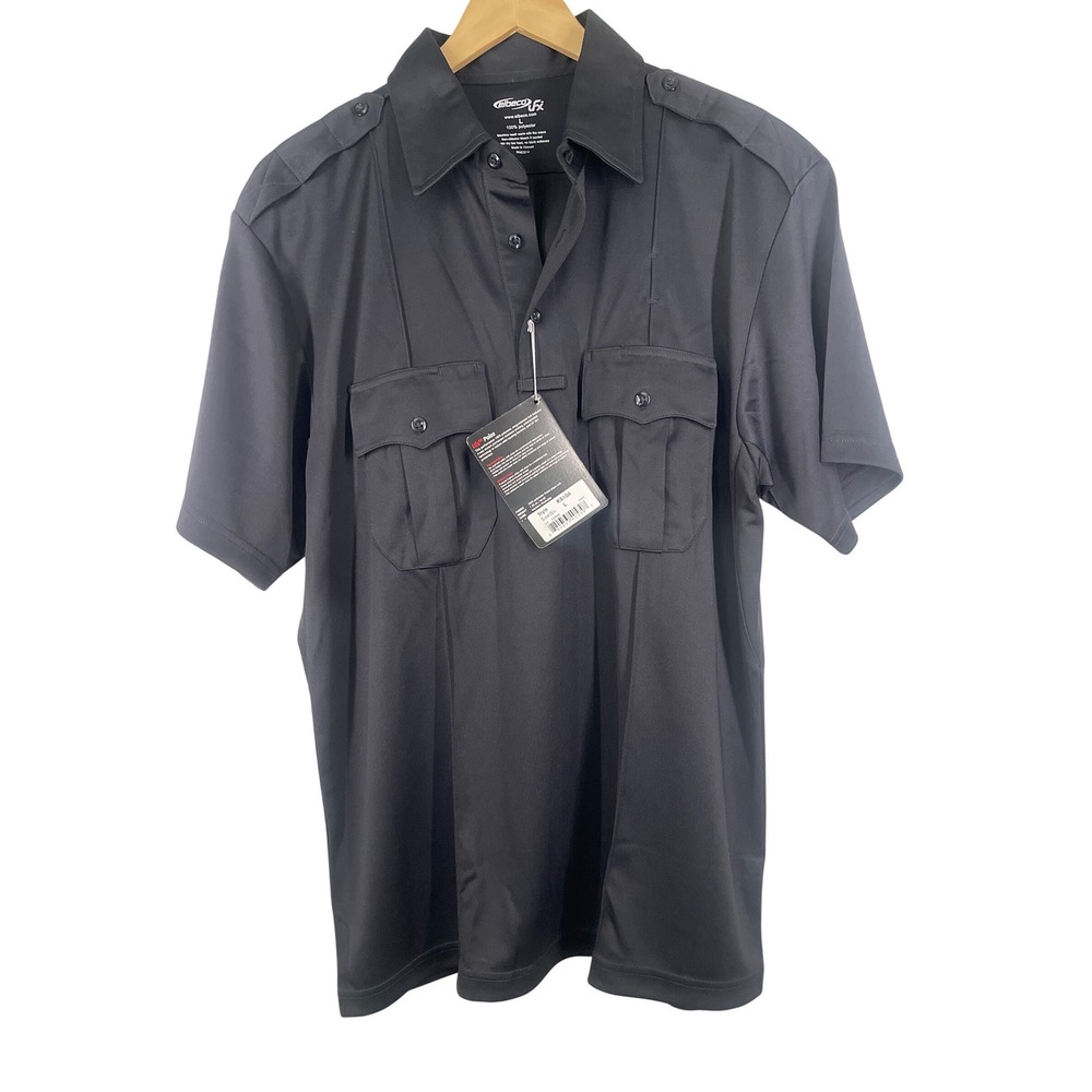 Elbeco Ufx Men Black Tactical Polo Short Sleeve Uniform Shirt K5104 Size L NWT